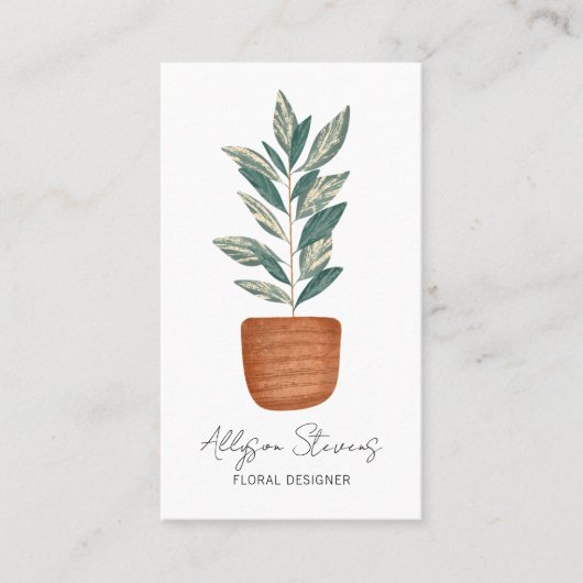 Carte De Visite Boho floral designer maison plante logo qr code (Devant)