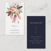 CARTE DE VISITE BOHO FLORAL DREAM CATCHER MARIAGE CADEAU REGISTRE (Devant / Derrière)