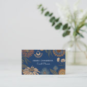 Carte De Visite Boho Floral Event Planner Navy Blue (Debout devant)
