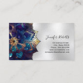 Carte De Visite Boho Floral Mandala Chic Yoga Instructeur Silver (Dos)