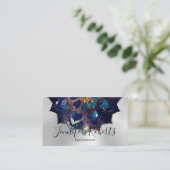 Carte De Visite Boho Floral Mandala Chic Yoga Instructeur Silver (Debout devant)