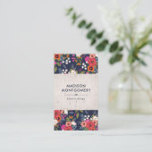 Carte De Visite Boho Floral Pattern - Navy Blue & Birch (Debout devant)