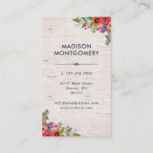 Carte De Visite Boho Floral Pattern - Navy Blue & Birch (Dos)