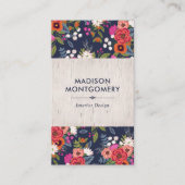 Carte De Visite Boho Floral Pattern - Navy Blue & Birch (Devant)