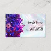 Carte De Visite Boho Floral Purple Mandala Yoga Instructeur Holo (Dos)