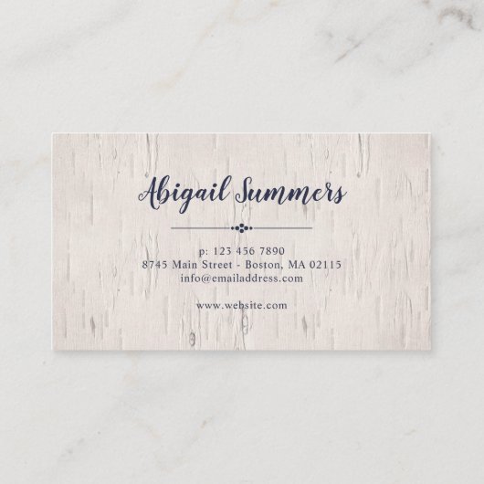 Carte De Visite Boho Florals - Script Birch & Calligraphy (Dos)