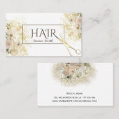 Carte De Visite Boho Glam aquarelle florale or patina ciseaux (Devant / Derrière)