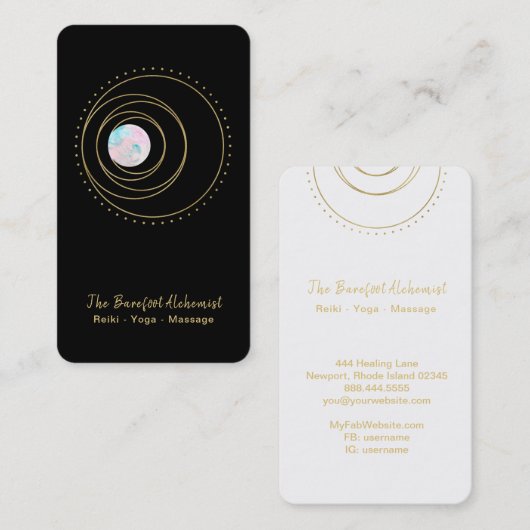 Carte De Visite *~* Boho Gold Geometry Mandala Sacré Geometry (Devant / Derrière)