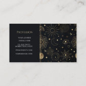 Carte De Visite Boho Gold Space doodles Black Design (Dos)