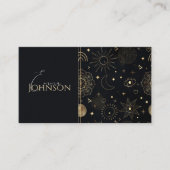 Carte De Visite Boho Gold Space doodles Black Design (Devant)