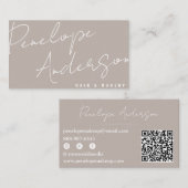Carte De Visite Boho Gray Neutral Chic Minimalist Modern QR Code (Devant / Derrière)
