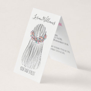 Carte De Visite Boho Hair Styliste Fleur Couronne Mariage coiffure