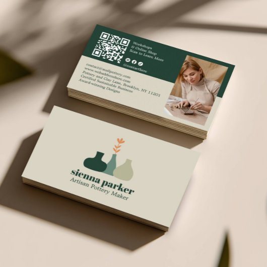 CARTE DE VISITE BOHO HANDMADE POTTERY CERAMIC QR CODE PHOTO