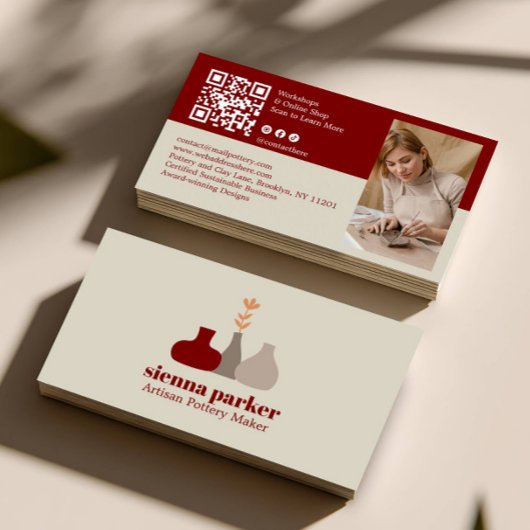 CARTE DE VISITE BOHO HANDMADE POTTERY CERAMIC QR CODE PHOTO