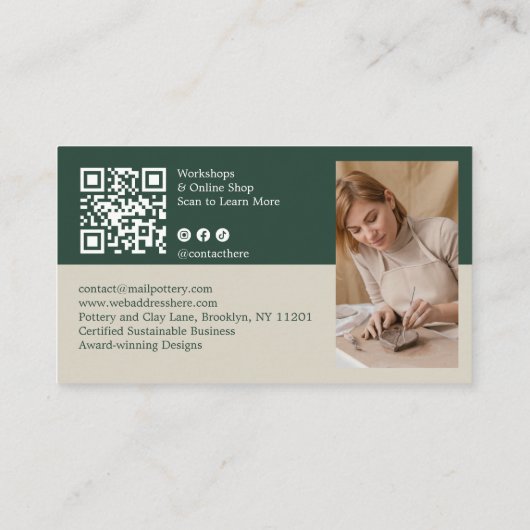 CARTE DE VISITE BOHO  HANDMADE POTTERY CERAMIC QR CODE PHOTO (Dos)