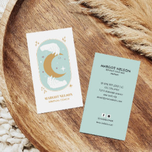 Carte De Visite Boho Healing Hand Céleste Lune Tarot AQUA
