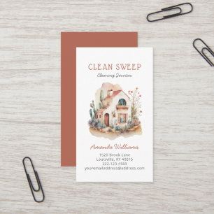Carte De Visite Boho House Cleaning Home Services Aquarelle