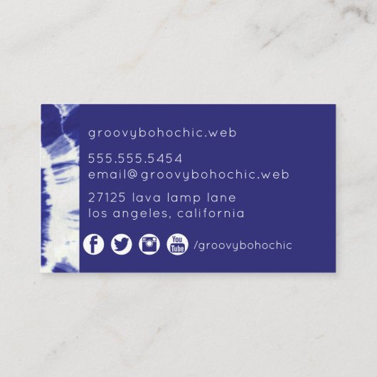 Carte De Visite Boho Indigo Tie Dye (Dos)