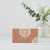 Carte De Visite Boho Ivory Mandala Yoga Nom personnalisé (Debout devant)