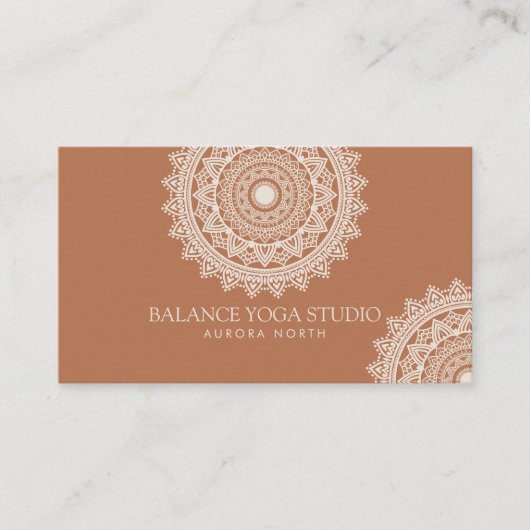 Carte De Visite Boho Ivory Mandala Yoga Nom personnalisé (Devant)