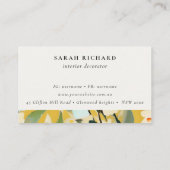 Carte De Visite Boho Jaune Ocre Peint Apport Floral (Dos)