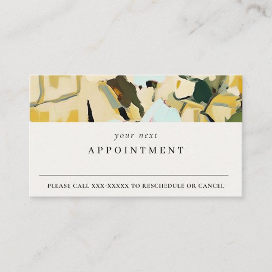 Carte De Visite Boho Jaune Ocre Peint Apport Floral (Devant)