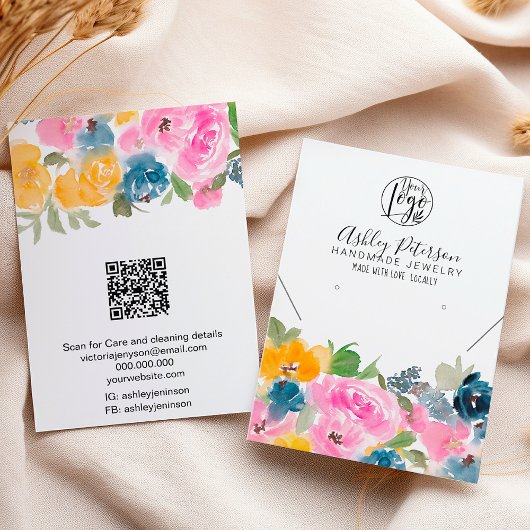 Carte De Visite Boho joli logo floral bijoux collier d'oreille