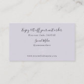 Carte De Visite Boho Leaf Dusty Purple Merci Pour Votre Commande (Dos)