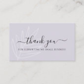 Carte De Visite Boho Leaf Dusty Purple Merci Pour Votre Commande (Devant)