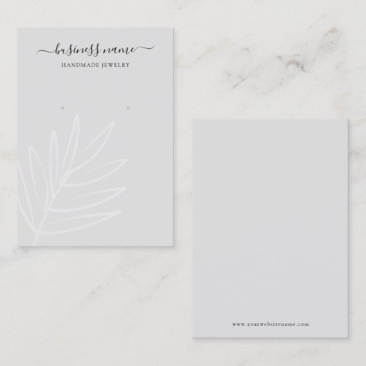 Carte De Visite Boho Leaf Grey Écouter Écran de bijoux (Devant / Derrière)