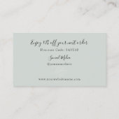 Carte De Visite Boho Leaf Sage Green Merci Pour Votre Commande (Dos)