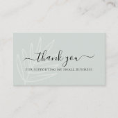 Carte De Visite Boho Leaf Sage Green Merci Pour Votre Commande (Devant)