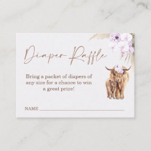 Carte De Visite Boho Lilac Baby shower de vache Raffin de couche I