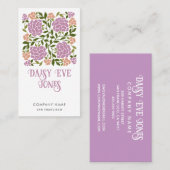 Carte De Visite Boho Lilac rétro et Flore verdoyante (Devant / Derrière)