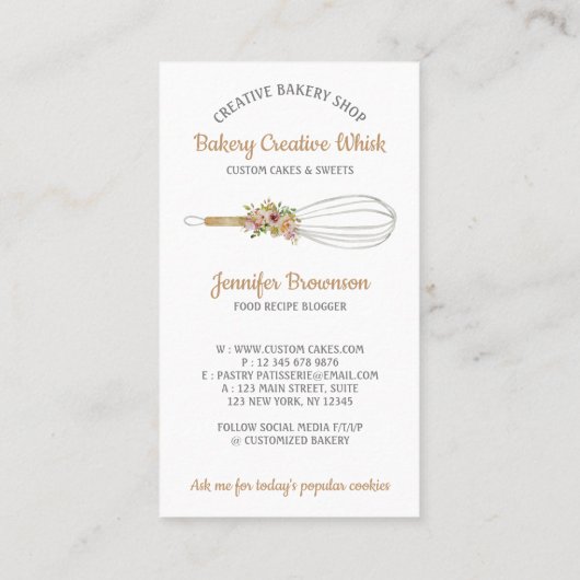Carte De Visite Boho logo Pastry Whisk (Dos)