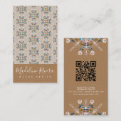 Carte De Visite Boho Mandala Henna Artiste Yoga Macrame Motif (Devant / Derrière)