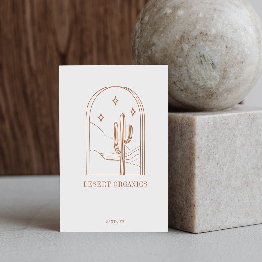 Carte De Visite Boho Minimalist Cactus Line Logo d'art Terracotta