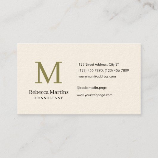 Carte De Visite Boho minimalist monogram (Dos)