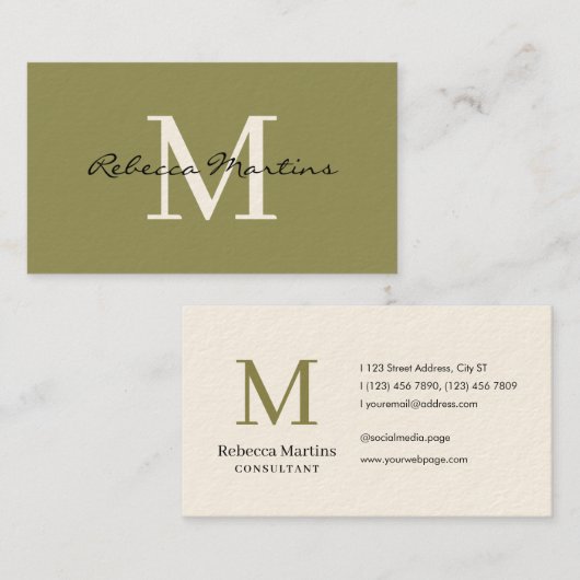 Carte De Visite Boho minimalist monogram (Devant / Derrière)