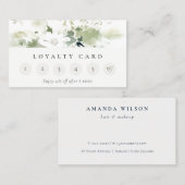 Carte De Visite Boho moderne Abstrait Vert Floral 6 Punch Loyauté (Devant / Derrière)