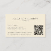 Carte De Visite Boho moderne Botanique Vintage noir blanc QR (Dos)