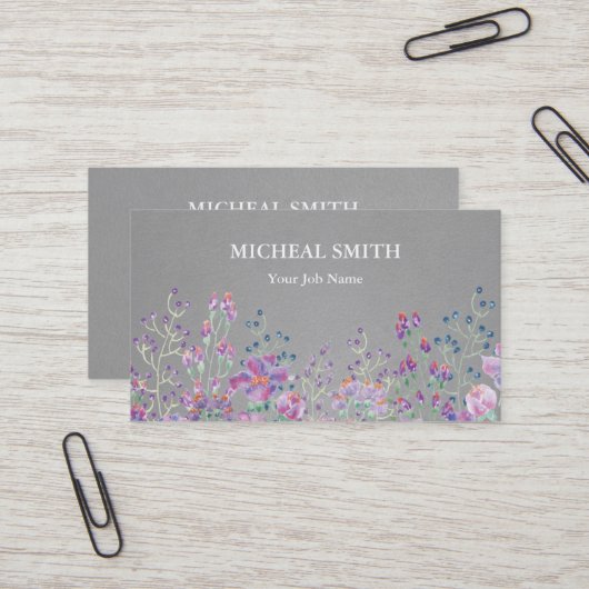 Carte De Visite Boho moderne Floral Kraft (Devant/Arrière en situation)