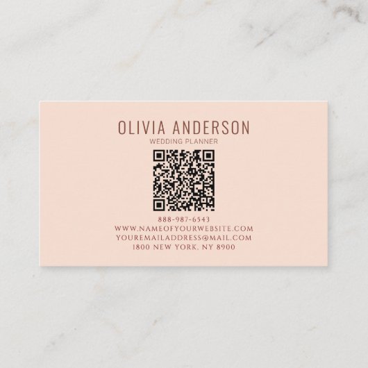 Carte De Visite Boho moderne QR Code Terracotta Floral unique (Dos)