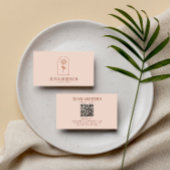 Carte De Visite Boho moderne QR Code Terracotta Floral unique