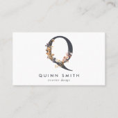 Carte De Visite Boho Monogramme Fleur de Wild Initiale Q (Devant)