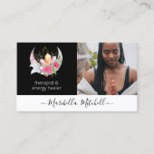 Carte De Visite Boho Moon Crystals Plumes Fleurs Rendez-vous (Devant)