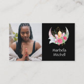 Carte De Visite Boho Moon Crystals Plumes Fleurs roses Photo (Devant)