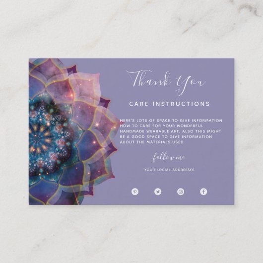 Carte De Visite Boho Nebula Bloom | Conception de Mandala (Devant)