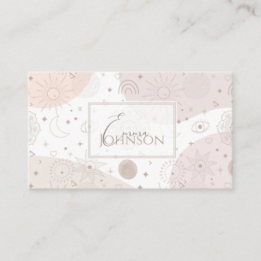 Carte De Visite Boho Neutral Space Doodles Design esthétique (Devant)
