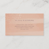 Carte De Visite Boho neutre| Aquarelle Abstraite et or Rose (Dos)